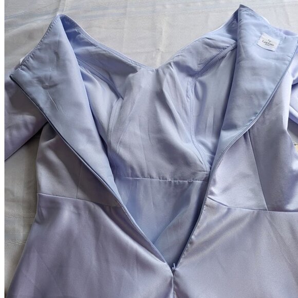 NWT LanTing Icy Periwinkle LS A-Line Surplice Wrape Midi Dress Size 16 - Picture 5 of 6